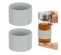 sourcing map 2 fundas de silicona para tazas, 7 cm, resistente al calor, reutilizable, antideslizante, protector de botella de vidrio para café, té, bebidas frías y calientes, vasos de viaje en casa