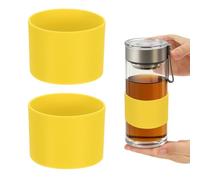 sourcing map 2 fundas de silicona para tazas, 7 cm, resistente al calor, reutilizable, antideslizante, protector de botella de vidrio para café, té, bebidas frías y calientes, vasos de viaje, color