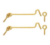 sourcing map 2 ganchos giratorios para cabina, pestillo de ojal de latón macizo de 5 pulgadas para puertas y ventanas, gancho con tornillos de montaje para armario de ventana de madera, latón