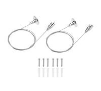 sourcing map 2 ganchos para letreros de techo, cable de suspensión ajustable de acero inoxidable de 6.5 pies, alambre para colgar cuadros, carteleras, pinturas, espejos, paneles acrílicos, luz de