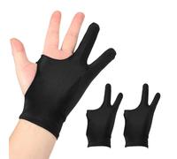 sourcing map 2 guantes de dibujo de artista, guantes transpirables de 3 capas con dos dedos para dibujo gráfico derecho e izquierdo, tableta digital, dibujo de papel (talla S), color negro