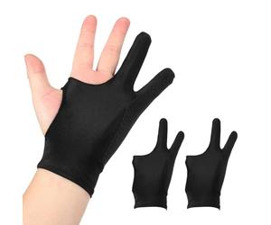 sourcing map 2 guantes de dibujo de artista, guantes transpirables de 3 capas con dos dedos para dibujo gráfico derecho e izquierdo, tableta digital, dibujo de papel (talla S), color negro