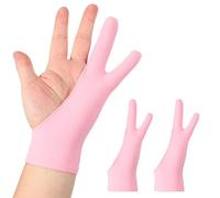sourcing map 2 guantes de dibujo de artista, guantes transpirables para pintura gráfica con dos dedos para mano derecha e izquierda, tableta digital, dibujo de papel (talla L), color rosa