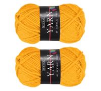 sourcing map 2 hilos de ganchillo, amarillo dorado, hilo acrílico de 4 capas, 50 g, hilos de peso deportivo, hilos suaves y esponjosos para tejer, manualidades, mantas, regalo, 110 yardas