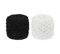 sourcing map 2 hilos para manta, 49 yardas, terciopelo esponjoso, felpilla gruesa y voluminosa, hilos gruesos para manta de terciopelo suave, chal, bufanda, ganchillo, manualidades, negro/blanco