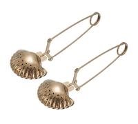 sourcing map 2 infusores de té, filtro infusor de té de hojas sueltas de acero inoxidable, coladores de té de mango largo para taza y tetera para sala de té, oficina, hogar, forma de concha, oro rosa