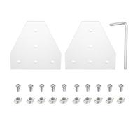 sourcing map 2 juegos de conectores de soporte de esquina en forma de T, placa de unión de extrusión de aluminio 4040 de 5 agujeros con 10 tuercas M8 T, 10 tornillos hexagonales M8 x 16 y 1 llave M7