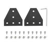 sourcing map 2 juegos de conectores de soporte de esquina en forma de T, placa de unión de extrusión de aluminio 2020 con 10 tuercas M5 T, 10 tornillos hexagonales M5 x 10 y 1 llave M4, color negro