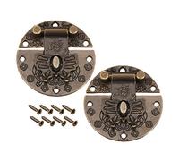 sourcing map 2 Juegos Pestillos Pasador de Caja Cofre de madera rectangular Cierre de Carcasa tipo broche tono bronce 40mm