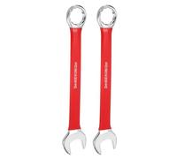 sourcing map 2 llaves combinadas de 32 mm métricas de extremo abierto de 10 grados, extremo de caja de 12 puntos, llaves de doble extremo, herramientas para maquinaria automotriz doméstica, reparación