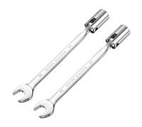 sourcing map 2 llaves combinadas de cabeza giratoria de 20 mm CR-V de acero giratorio Torx cabeza de enchufe de extremo abierto, llave de espejo pulido para reparación de automóviles