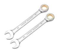 sourcing map 2 llaves combinadas de trinquete de 20 mm métricas de 12 puntos CR-V de acero cromado alargado, doble caja, llaves de trinquete de extremo abierto con 72 dientes y herramienta de llave de