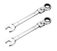 sourcing map 2 llaves combinadas de trinquete de cabeza flexible de 18 mm, caja de trinquete estándar métrica de 72 dientes y llave de acero CR-V de extremo abierto para sujetadores, tuercas, pernos