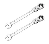 sourcing map 2 llaves combinadas de trinquete de cabeza flexible de 9 mm, 72 dientes, caja de trinquete estándar métrica y llave de acero CR-V de extremo abierto para sujetadores, tuercas, pernos