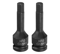 sourcing map 2 llaves de impacto hexagonales H10 (10 mm) de 1,27 cm CR-MO de acero hexagonal alargado, adaptador de enchufe para llaves de trinquete eléctricas, tornillos de fijación