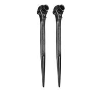 sourcing map 2 llaves de trinquete para andamio de 10 mm x 12 mm, CR-V, 12 puntos, doble extremo, herramienta de llave inglesa para reparación de automóviles, mantenimiento mecánico, color negro