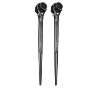sourcing map 2 llaves de trinquete para andamio de 19 mm x 22 mm, CR-V de 12 puntos de doble extremo, herramienta de llave de carraca para reparación de automóviles, mantenimiento mecánico, color