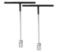 sourcing map 2 llaves de vaso con mango en T de 19 mm métricas de acero de alto carbono de 6 puntos hexagonales en forma de T con mango antideslizante para reparación de motocicletas, vehículos
