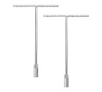 sourcing map 2 llaves de vaso con mango en T, llave métrica de acero de 6 puntos (12 mm) con largo alcance para reparación de motocicletas, bicicletas, automóviles, color plateado