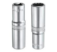 sourcing map 2 llaves de vaso de 1/2 pulgada por 17 mm de profundidad de 12 puntos de 78 mm de longitud