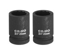 sourcing map 2 llaves de vaso de impacto de 12 puntos de 3/4 pulgadas de 26 mm para reparación de automóviles, fácil extracción