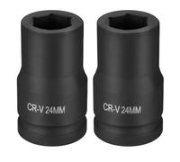 sourcing map 2 llaves de vaso de impacto de 6 puntos de 1 pulgada de 24 mm métricas CR-V de acero CR-V para reparación de tuercas de eje de máquina, color negro