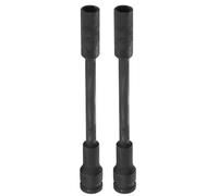 sourcing map 2 llaves de vaso de impacto de 6 puntos de pared fina y profunda de 1/2 pulgada, enchufe de 12 mm, 8 pulgadas, extra largo, métrico CR-V, eje de acero hexagonal para reparación de tuercas