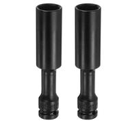 sourcing map 2 llaves de vaso de impacto de pared fina y profunda de 21 mm, métricas, 6 puntos, 1/2 pulgada, unidad cuadrada de 5 pulgadas, extra larga, acero CR-V, fosfatado, grado industrial, tuerca
