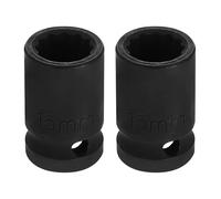sourcing map 2 llaves de vaso de impacto poco profundo de 1/2 pulgada x 15 mm de 12 puntos métricas CR-V de acero para reparación de tuercas de automóviles en el hogar