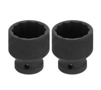 sourcing map 2 llaves de vaso de impacto poco profundo de 1/2 pulgada x 30 mm, 12 puntos métricos CR-V, tuerca de husillo de acero, manguito abatible para reparación de tuercas de automóviles en el