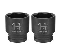 sourcing map 2 llaves de vaso de impacto poco profundo de 6 puntos de 1-1/4 pulgadas de 1/2 pulgada cuadrada de 38 mm de largo, aleación de acero 40 cr para reparación de pernos de tuercas hexagonales