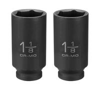 sourcing map 2 llaves de vaso de impacto poco profundo de 6 puntos de 1-1/8 pulgadas de 1/2 pulgada cuadrada de 78 mm de largo, aleación de acero de 40 cr para reparación de pernos de tuercas