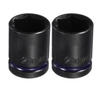 sourcing map 2 llaves de vaso de impacto poco profundo de 6 puntos de 1/2 pulgada de 21 mm de diámetro métrico CR-V de acero para tuercas hexagonales de eje hexagonal de 1.5 pulgadas de largo para