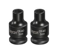 sourcing map 2 llaves de vaso de impacto poco profundo de 6 puntos de 1/4 de pulgada de accionamiento de 5 mm, enchufe estándar métrico Cr-Mo de acero Cr-Mo, tuercas hexagonales para reparación de