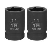 sourcing map 2 llaves de vaso de impacto poco profundo de 6 puntos de 11/16 pulgadas de 1/2 pulgada cuadrada de 38 mm de largo, aleación de acero de 40 cr para reparación de pernos de tuercas