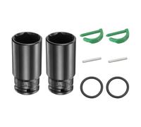 sourcing map 2 llaves de vaso de impacto profundo de 6 puntos de 1/2 pulgada de accionamiento estándar métrico de 30 mm Cr-Mo de eje de husillo hexagonal con pasador de bloqueo de anillo de goma