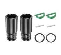 sourcing map 2 llaves de vaso de impacto profundo de 6 puntos de 1/2 pulgada de accionamiento estándar métrico de 27 mm de acero Cr-Mo con pasador de bloqueo de anillo de goma