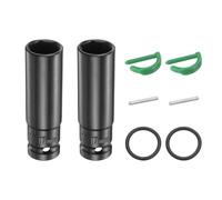 sourcing map 2 llaves de vaso de impacto profundo de 6 puntos de 1,27 cm de 17 mm, métrico estándar, eje de acero Cr-Mo, tuercas hexagonales con pasador de bloqueo de anillo de goma