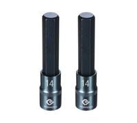 sourcing map 2 llaves de vaso hexagonales de impacto de 1/2 pulgada H17 (17 mm) métricas de 4 pulgadas de longitud S2 de acero de 6 puntos para adaptador de taladro eléctrico, azul