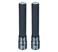 sourcing map 2 llaves de vaso hexagonales de impacto de 1/2 pulgada H17 (17 mm) métricas de 5.5 pulgadas de longitud S2 de acero de 6 puntos para adaptador de taladro eléctrico, azul