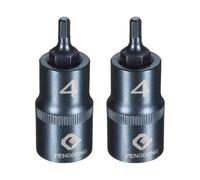 sourcing map 2 llaves de vaso hexagonales de impacto de 1/2 pulgada H4 (4 mm) métricas de 2.2 pulgadas de longitud S2 de acero de 6 puntos para adaptador de taladro eléctrico, azul