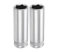 sourcing map 2 llaves de vaso profundo de 6 puntos de 1/2 pulgada de profundidad de 18 mm de profundidad, acero CR-V, chapado en níquel pulido, herramienta hexagonal de 78 mm de largo para reparación