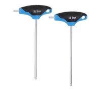 sourcing map 2 llaves hexagonales con mango en T de 5 mm métricas S2 de acero en T, llave hexagonal interior, herramienta de reparación para mantenimiento del hogar automotriz, azul y negro