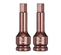 sourcing map 2 llaves hexagonales de impacto de 1/2 pulgada de 12H (12 mm), brocas hexagonales de 3 pulgadas de longitud S2 de acero métrico para reparación de automóviles, construcción industrial y