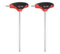 sourcing map 2 llaves Torx con mango en T T40 S2 de acero de doble extremo en T, destornillador Torx hexagonal para mantenimiento del hogar automotriz, rojo y negro
