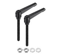 sourcing map 2 manijas ajustables de palanca M8 x 70 mm, rosca métrica macho con tuercas, arandelas, juego de manijas de sujeción de nivel, pomos de mano giratorios, pernos con palanca de bloqueo,