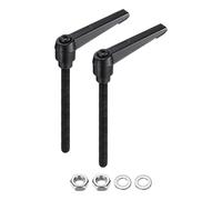 sourcing map 2 manijas ajustables de palanca M8 x 80 mm, rosca métrica macho con tuercas, arandelas, juego de manijas de sujeción de nivel, pomos de mano giratorios, pernos con palanca de bloqueo,