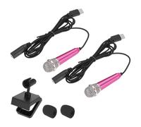 sourcing map 2 mini micrófonos, mini micrófonos pequeños para teléfono tipo C, micrófono pequeño con cubierta de esponja para grabar voz de teléfono, color rosa intenso
