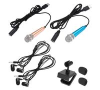 sourcing map 2 mini micrófonos, mini micrófonos pequeños para teléfono tipo C, micrófono pequeño con soporte, cubierta de esponja, auriculares para grabar voz de teléfono, dorado/azul
