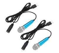 sourcing map 2 mini micrófonos, mini micrófonos pequeños para teléfono tipo C, micrófono pequeño para grabar voz de teléfono, color azul